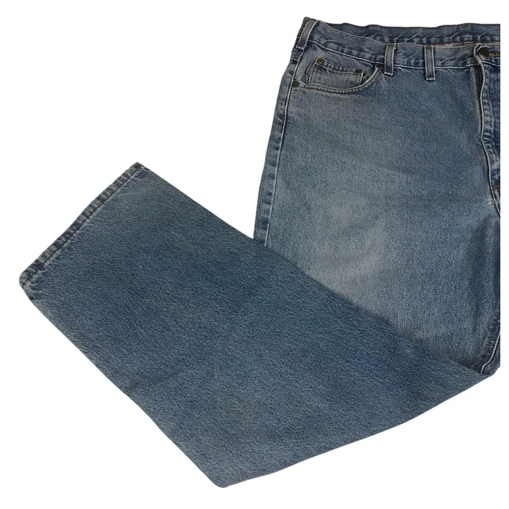 Carhartt Mens Relaxed Fit Straight Leg Blue Denim‎ Jeans Medium Wash 42x30 USA